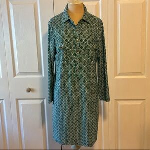 Jude Connally Teal Patterned Long Sleeve Dress